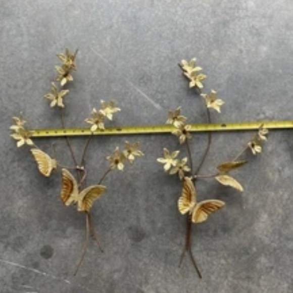Homeco Vintage MCM 3D Brass & Copper Butterfly Leaf Flower Wall Art 4 Pieces - Picture 7 of 12